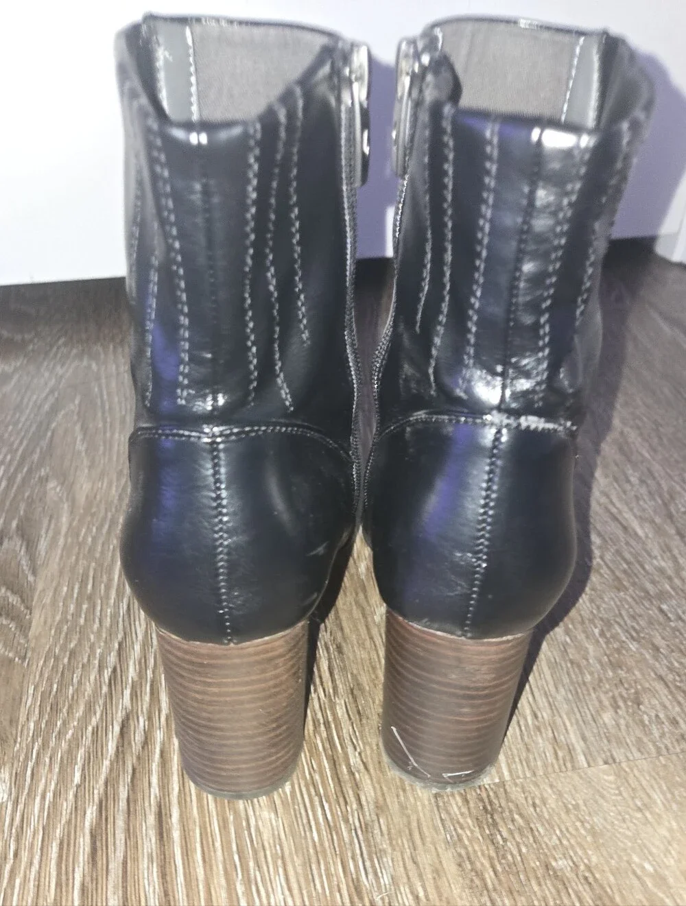 Franco Sarto Ponte Women's Black Zip Heel Boots Booties Size 9